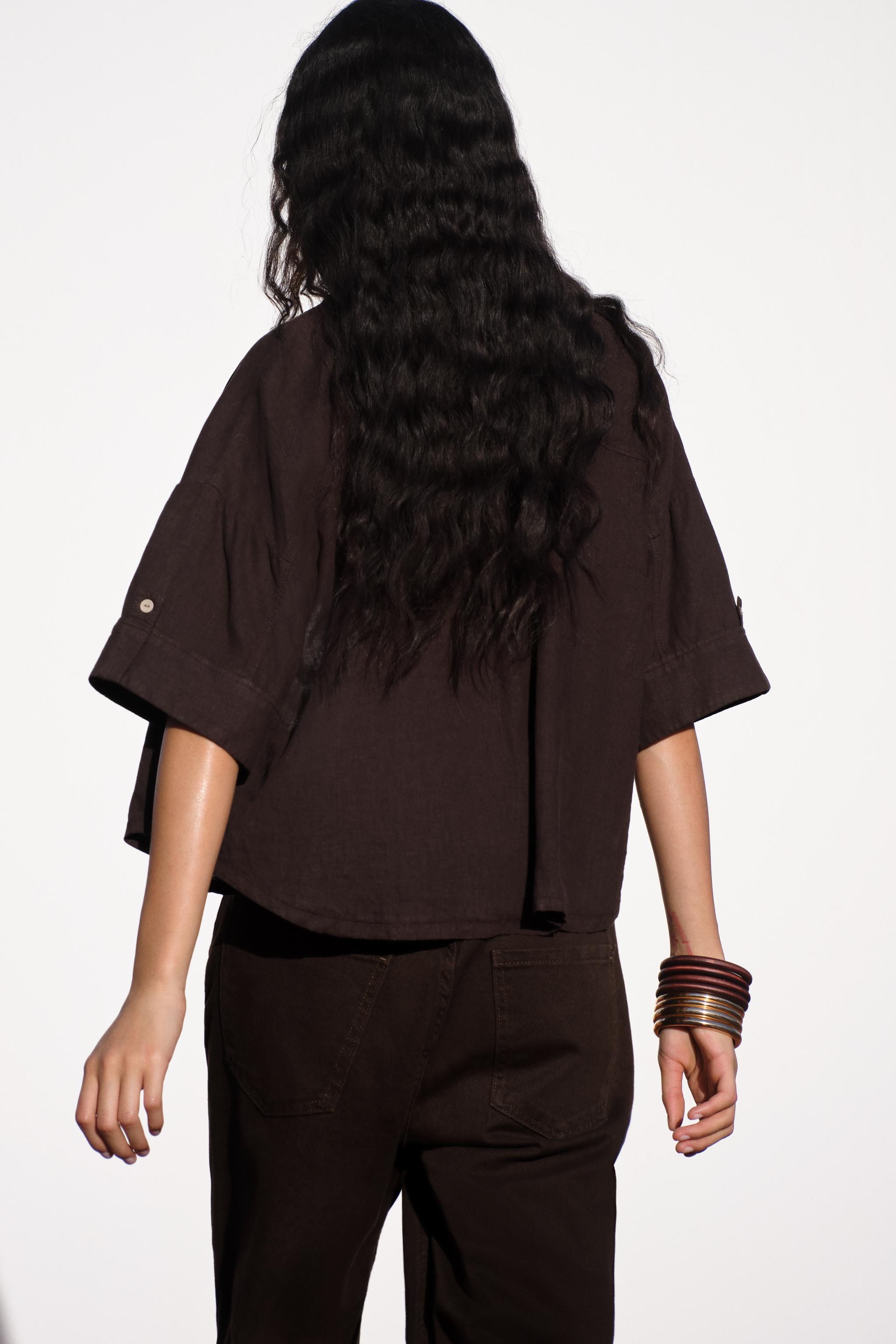 Product image for Linen Blend Cropped Shirt